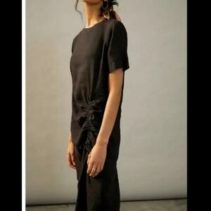 Anthropologie Women's Black Ruched Gather Front Dress Small